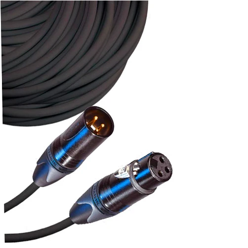 PloYnk Male to Female XLR Cable with Neutrik NC3 Connectors and Premium 20ga Wire - 100: FT Long: Black