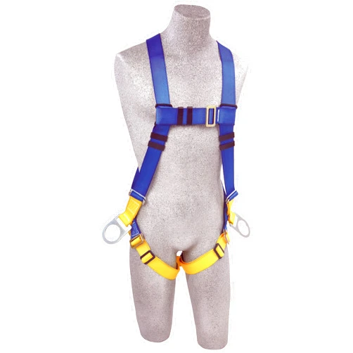 3M Protecta First AB17540 Fall Protection 5-Point Adjustment Full Body Harness With Back And Side D-Rings, Universal, 310-Pound, Blue/Yellow