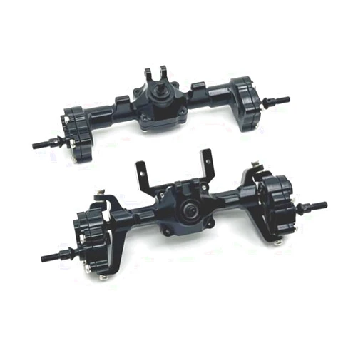 BMLZHO for FMS FCX24 Metal Portal Axle Complete Front and Rear Axle 1/24 RC Car Upgrade Parts Accessories(Front Rear Black)