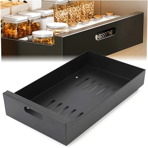 Vrbort Pull-Out Cabinet Organizer with Adhesive Nano Film - Heavy Duty Slide Out Storage for Kitchen and Pantry - Black