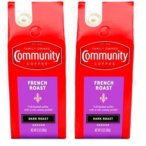 Community Coffee French Roast 12 Ounces, Extra Dark Roast Ground Coffee, 12 Ounce Bag (Pack of 2)