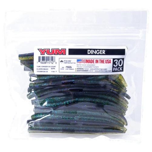 Yum Lures YDG 5 Inch Soft Plastic Lures Fishing Hook, 30 Pieces