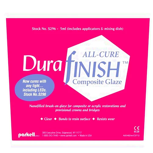 Parkell S296 Durafinish All-Cure Composite Glaze with Adhesive Glaze, Brushes and Mixing Well