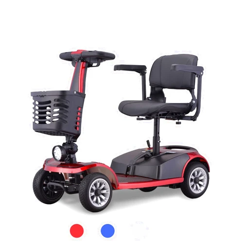 Atsgke 4 Wheel Powered Mobility Scooters, Mobility Scooters for Seniors, Folding Electric Wheelchairs for Adults Collapsible and Compact Duty Travel Scooter with Dual Battery and Basket(Red)