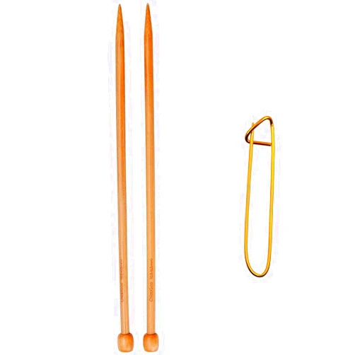 ChiaoGoo Knitting Needles Straight 7 inch (18cm) Bamboo Dark Patina Size US 6 (4mm) 1007-6 with Stitch Holder