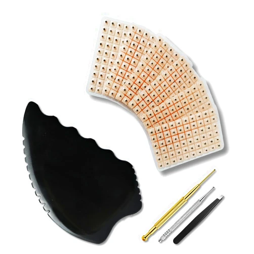 Tophld 1200Pcs Ear Seeds Acupuncture, Gua Sha Facial Tools Sets, Auricular Sticker Kit with Ears Seed, Acupuncture Pen, Acupressure Ear Chart,Tweezers