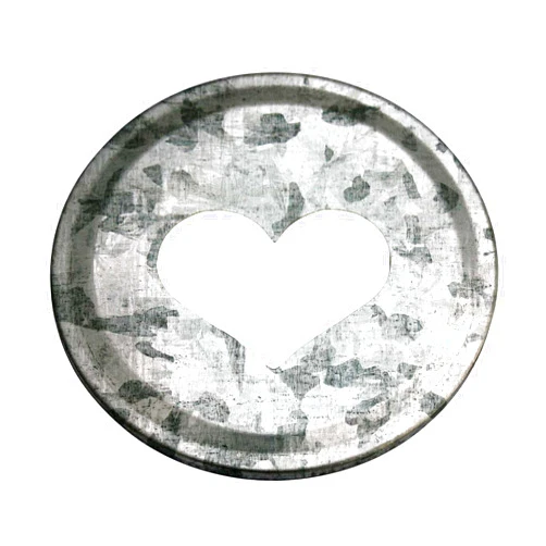 Mason Jar Lifestyle Heart Cutout Galvanized Metal Lid Inserts for Mason Jars (10 Pack, Regular Mouth)