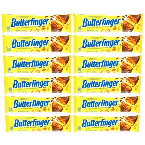 JÁCLER Butterfinger, Bulk, Chocolatey, Peanut-Buttery, Full Size Individually Wrapped Candy Bars, Valentine’s Day Gift, 1.9 oz Each (12 Count)