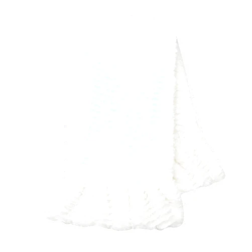 Lambs & Ivy Signature White Ruffled Lux Minky/Jersey Chevron Baby Blanket