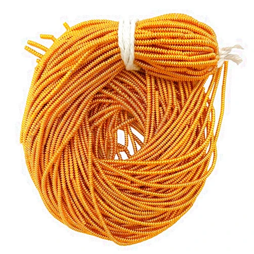 Embroiderymaterial Spiral Coiled French Metallic Wires for Tambour, Luneville & Goldwork Hand Embroidery 2MM, 10 Yard (100Gram) in Saffron Color