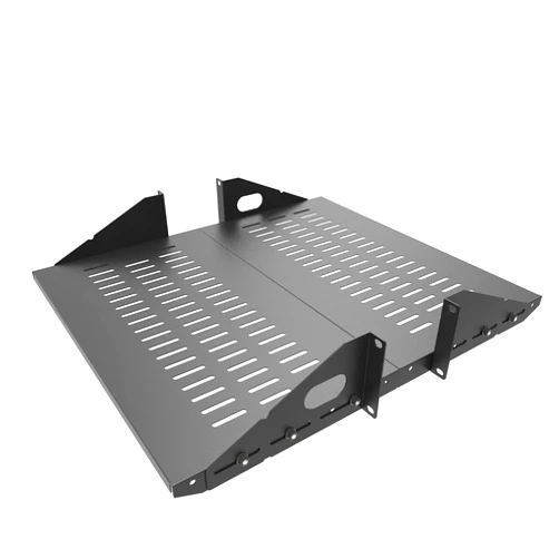 Jingchengmei 2U Cantilever Server Shelf Rack Mount-19 Inch 2 Piece Set Center Weighted for AV/Data Equipment Enclosure (2U2PC10V, Black)