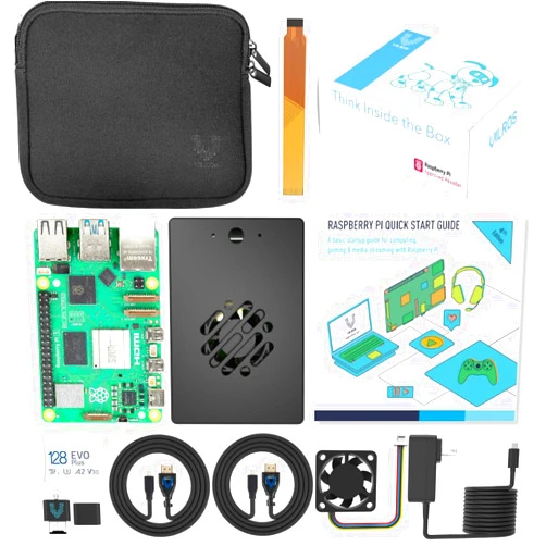 Vilros Raspberry Pi 5-4GB Starter Kit - Turbo Cooled MAX Edition - 128GB Memory (Aluminum Black)