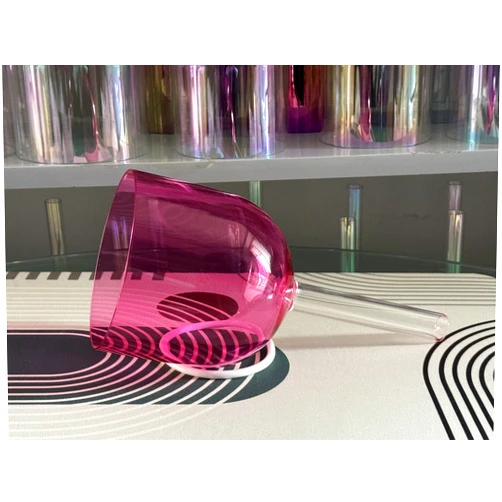 VAMN MAVN Handle Clear Colored Sound Bowl F# Thymus Chakra Quartz Crystal Singing Bowl 6