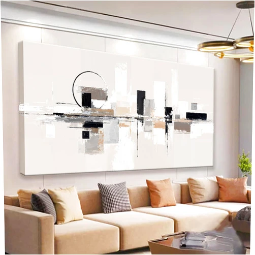 QSQ Abstract Wall Art Black White Wall Art Painting Grey Brown Canvas Art Wall Decor Prints Minimalist Abstract Wall Decor For Living Room Bedroom Kitchen Office Home Decoration 24