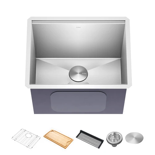 KRAUS Kore 23-Inch Undermount Workstation Single Bowl 16 Gauge Deep Laundry Utility Stainless Steel Kitchen Sink with Accessories, KWU100-23L