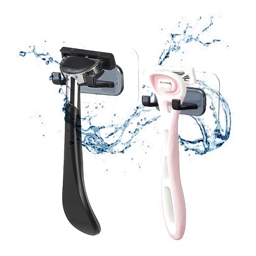 H HOOK LAB Hook LAB Self-Adhesive Shower Razor Holder, 2-Pack, Removable & Reusable Waterproof Hooks, for Towels, Bath Accessories, Kitchen & Bathroom Use - Black