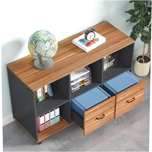 Tribesigns 2 Drawers Lateral File Cabinets, Home Office 47-inch Mobile Wood Filing Cabinet Printer Stand with Wheels and Open Storage Shelves,Drawers for Letter Size (Walnut, 47)