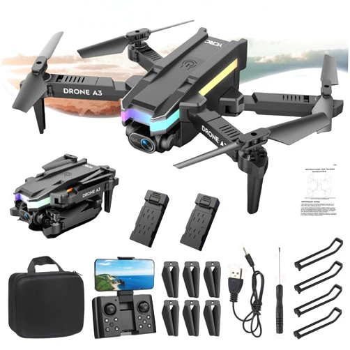 Muliivevy Drone with Dual 4k HD Fpv Camera - Newly Altitude Hold Headless Mode Start Speed Adjustment Camera Drone 4k, Take Pictures, Video, Real-Time Transmission Camera Image (Drone + 2 battery)