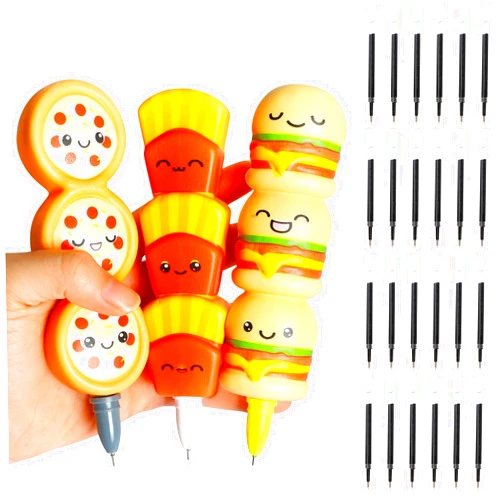 Pipigaty Squishy Pens 3pk, Cute & Fun Gel Ink Pens for Kids, Novelty Kawaii Pens With 20 Refills for Tween Girls Gifts, Cool Writing Pen for Kids Gift School Office Home Supplies Present