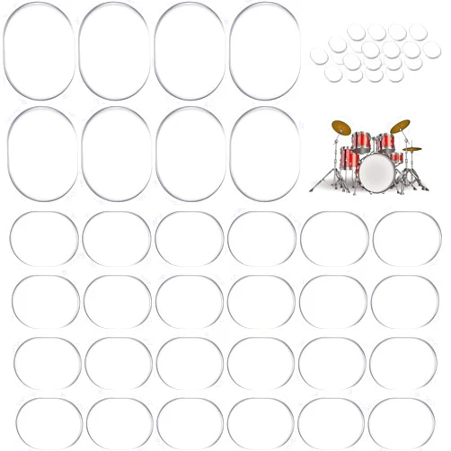 EBOOT 48 Pieces Drum Dampeners Gel Pads Silicone Drum Silencers Soft Drum Dampening Gel Pads Drum Mute Pads for Drums Tone Control (Transparent)