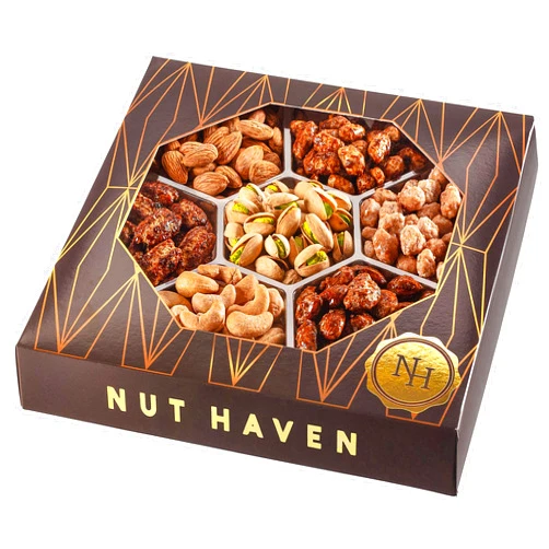 Nut Haven Fathers Day Nuts Gift Basket - Extra Large Assortment of Sweet & Roasted Salted Gourmet Nuts - Food Gift Box for Dad, Him, Husband, Christmas, Father's Day, Mother's Day, Family, Men & Women