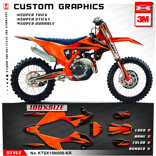 Kungfu Graphics Custom Decal Kit for 2019 2020 2021 2022 125 150 250 350 450 SX/125 150 250 350 450 SXF SX-F/125 150 250 350 450 XC/125 150 250 350 450 XCF XC-F,Orange, KTSX19N009-KR