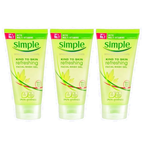 Simple Facial Wash Gel, Refreshing, 5 oz (Pack of 3)