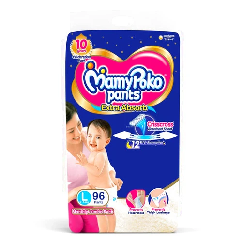 Mamy Poko MamyPoko Pants Extra Absorb Diapers Monthly Pack, Large (Pack of 96)