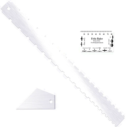 Frienda Set of 3, Notched Straight Edge Guitar Luthiers Tool, String Action Ruler Gauge, Fret Rocker String Height Gauge for Most Guitar Fretboards