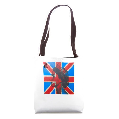 QUE%N ELIZA%BETH II GREAT BRITISH MONARCH, UK FLAG QUE%N ELIZA%BETH II, BRITISH MONARCH CYPHER, UNION JACK FLAG Tote Bag