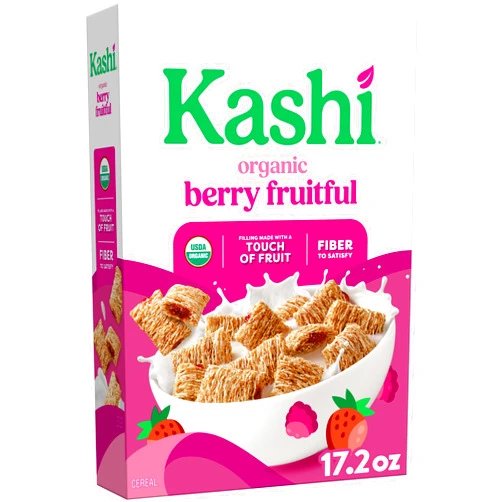 Kashi Breakfast Cereal, Organic, Fiber Cereal, Berry Fruitful, 17.2oz Box (1 Box)