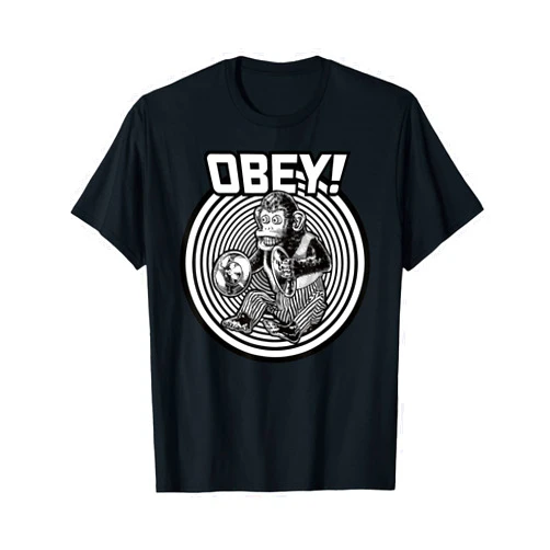 Obey the Creepy Monkey Toy by Uncle Fez OBEY THE EVIL MONKEY TOY T-Shirt
