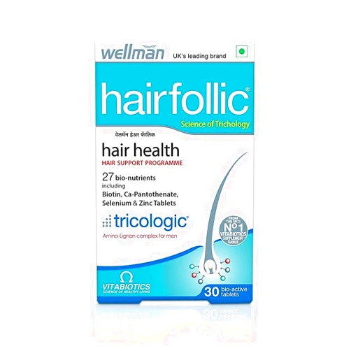 XLO Wellman HairFollic- Hair Supplements (30 Vitamin & Minerals) - 30 Tablets
