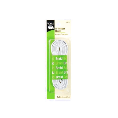Dritz 9330W Braided Elastic, White, 1/4-Inch by 3-Yard