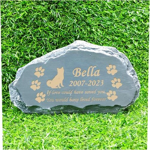 MARYTUMM Personalized Dog Cat Memorial Stone by Waterproof Resin, Custom Pet Stone Markers for Dog 3D Style
