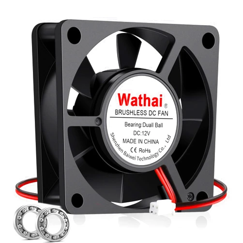 Wathai 60mm x 20mm Brushless Cooling Fan 12V DC Dual Ball for DIY Ventilation Project