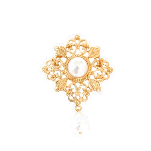 ZMJK Gold Hollow Flower Pearl Filigree Brooch Pin for Women Full Dress Coat Sweater Simple Retro Accessories