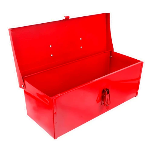 DOITOOL 1pc Sheet Box Tin Toolbox Black Storage Bins Tractor Tool Box Car Tool Box Repairing Tool Box Household Tool Storage Case Red Metal Tool Box Iron Sheet Toolbox Portable