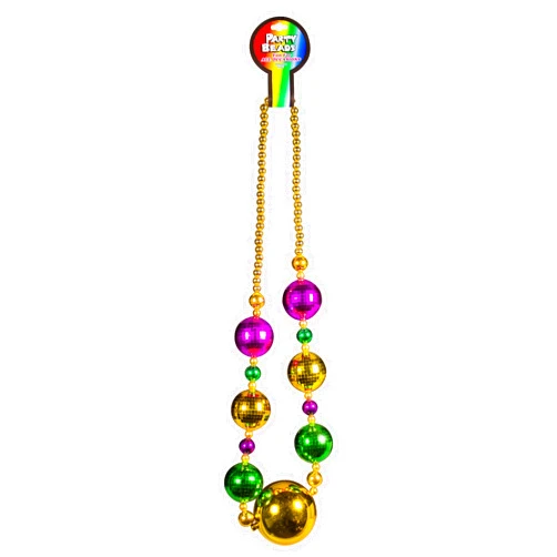 Windy City Novelties - 44” Jumbo Mardi Gras Bead Necklace - Oversized Purple, Green & Gold Beads for Carnival & Parties