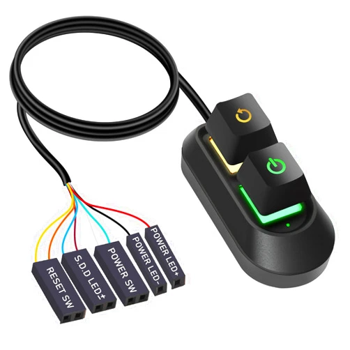 AZMXDVP Desktop Computer Power Switch,AZMXDVP External Remote Start PC Motherboard Power On Off Reset Switch Button Extension Cable-M30