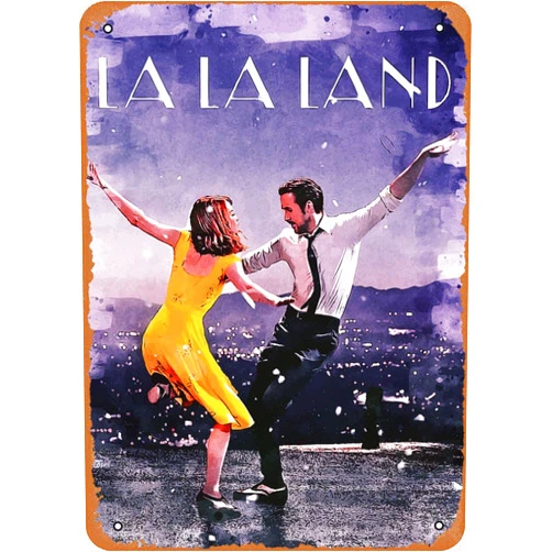TDAMZPC Vintage Metal Tin Signs Movie Poster Retro Metal Sign La La Land Movie Poster Wall Art Decor Tin Sign-8x12inch, DSIYUCRT030125