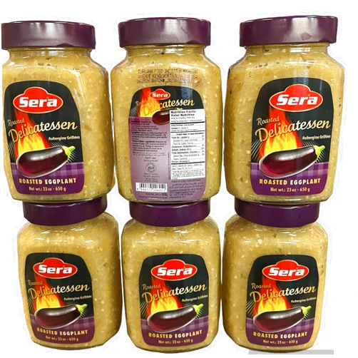 Sera Roasted Delicatessen Roasted Eggplant 23 Oz | Ready to Serve Precooked Eggplant | Smokey Flavor | Perfect for Grilling, Vegetables, Meats, Sandwiches! | Kosher (6 PACK)