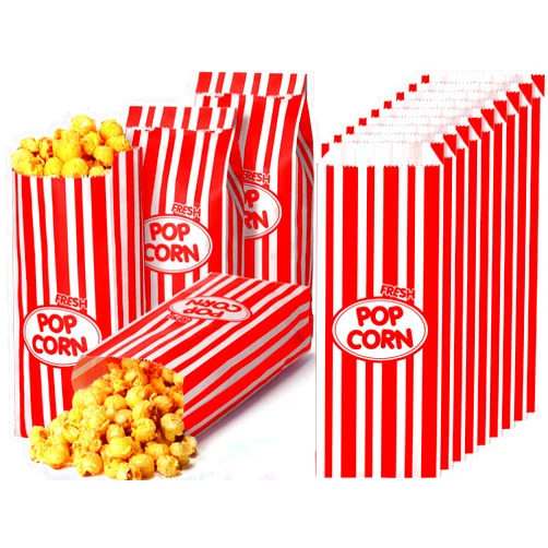 Sherr 1000 Pcs Popcorn Bags 2oz Popcorn Paper Bags Stripes Retro Popcorn Bags Disposable Popcorn Bags for Party Movie Theater Carnival Festivals Movie Theme Party Supplies (Red)