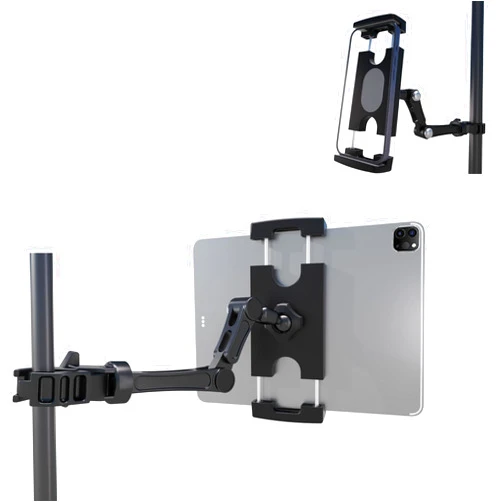 PenuSpt Tablet Holder for Microphone Stand, Mic Music Stand Tablet Holder for Tablet iPad Compatible with 4.7-12.9 Inch Devices Multi-Angle Adjustable 10
