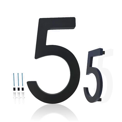 Hvatry House Numbers for Outside, 6 inch Modern Floating Address Numbers for Front Door, Street, Apartment, Farmhouse, High Visibility Numbers Enhance Home's Exterior Charm, Black(House Numbers 5)