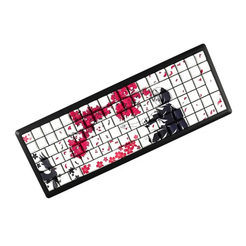 YMDK 131 Raven Sakura Keycap Cherry Profile Double Shot Sidelit Shine Through PBT Keycaps for MX Mechanical Keyboard