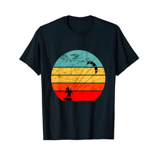Cool Kitessurfing Kiteboarding Kiteboarder Gifts Kitesurfer Retro Vintage Sunset Kitesurfing Kiteboarder T-Shirt