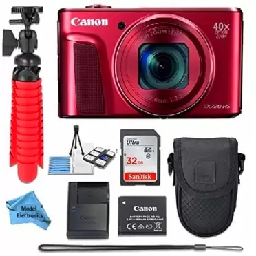 Canon Intl. Canon Powershot SX720 (Red) Point & Shoot Digital Camera + Accessory Bundle + Model Electronics Cloth