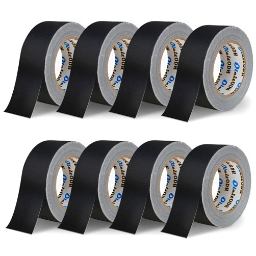 Oleitodh 8 Pack of Black Gaffer Tape – 30 Yards x 2 Inch Wide – Waterproof, No Residue - Cloth Fabric Gaffers Tape for Photography, HVAC, Gaff or Gaffers Labeling, Painters and Pro Duct Repair Value Pack