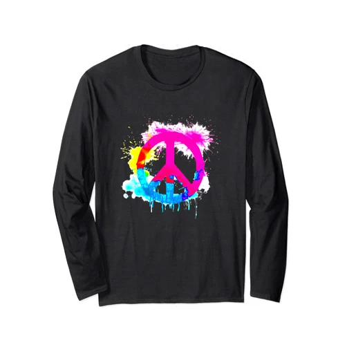BIZNESS O PIECE Peace Sign Artwork spray paint graffiti artistic painting Long Sleeve T-Shirt
